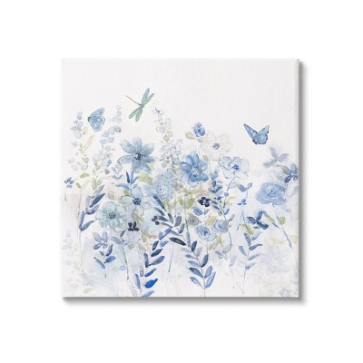 Stupell Industries Delicate Blue Floral Garden Canvas Wall Art