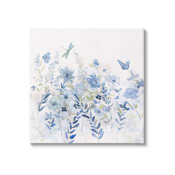Stupell Industries Delicate Blue Floral Garden Canvas Wall Art