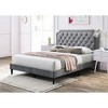 DOMETOUR Velvelt Tufted Nailhead Platform Bed, Queen - Charcoal - 3 of 4
