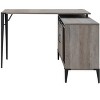 NicBex Home Office Desk L-Shaped Morden Writing Desk with Storage Cabinet, Sliding Barn Door, Wooden Desktop and Metal Legs for Study and Work - 3 of 4