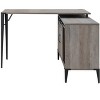 NicBex Home Office Desk L-Shaped Morden Writing Desk with Storage Cabinet, Sliding Barn Door, Wooden Desktop and Metal Legs for Study and Work - image 3 of 4