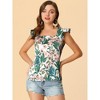 Allegra K Women's Tropical Floral Printed Square Neck Ruffle Sleeve Tank Top - 3 of 4