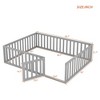 CAVINAS Queen Size Wood Montessori Bed,Modern Floor Bed Frame with Safety Fence and Door,Toddler Bed for Bedroom,Gray - 3 of 4