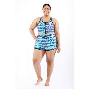 Tomboyx Zip-up Swim Top, Racerback Bathing Suit Compression Sport Swimming  Bra Upf 50 Sun Protection, Size Inclusive (xs-6x) Under The Surface Small :  Target