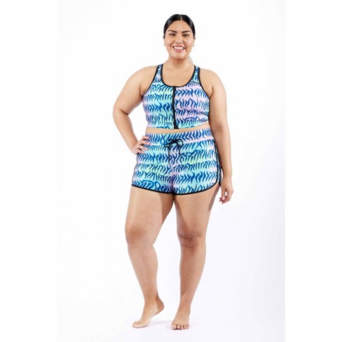 Tomboyx Zip-up Swim Top, Racerback Bathing Suit Compression Sport Swimming  Bra Upf 50 Sun Protection, Size Inclusive (xs-6x) Head Over Eels 4x Large :  Target
