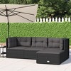 vidaXL Modern 4-Piece Patio Lounge Set with Adjustable Seat and Cushions, Black Poly Rattan and Powder-Coated Steel - 4 of 4
