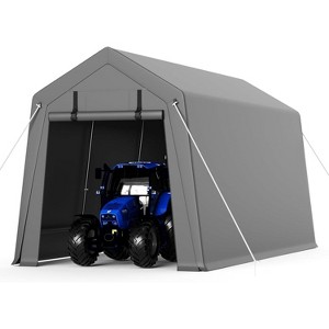 Portable Carport Storage Shed with Roll-up Zipper Door, Heavy Duty Waterproof Tarp, Storage for Motorcycle, Bike, Garden Tools, Gray - 1 of 4