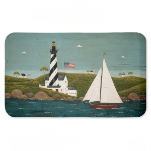 Stupell Industries Coastal Breeze Lighthouse Harbor Printed Anti-Fatigue Floor Mat, design by Warren Kimble, 30"x18" - 1 of 4