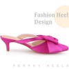 Perphy Women's Bow Rhinestones Kitten Heels Satin Slide Mules - 4 of 4