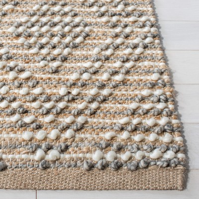 Handmade Gray and Natural Wool Cotton Runner Rug 2'3"x8'