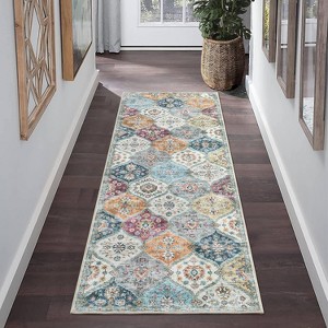 TackView Machine Washable Area Rug, Non-Slip Backing, Low Pile Faux Wool Accent Carpet, Vintage Rugs for Living Room, Bedroom - 1 of 4