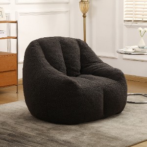 Lyngins Plush Faux Fur Bean Bag Chair, Lazy Chair with Tufted Soft Stuffed Filling, Ergonomic Accent Chair, Single Sofa Chair for Dorm/Apartment, - 1 of 4