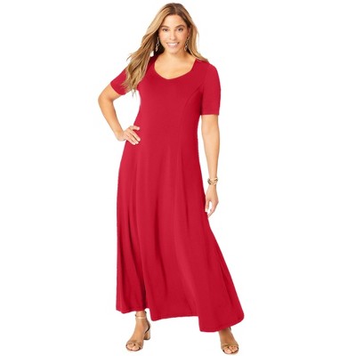 Jessica London Women's Plus Size Stretch Knit Sweetheart Maxi Dress