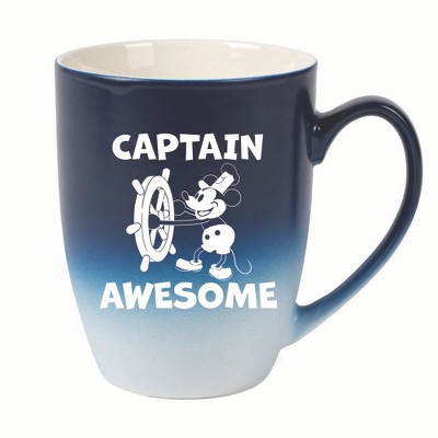 Elanze Designs Captain Awesome Two Toned Ombre Matte 10 ounce New Bone China Coffee Tea Cup Mug, Navy Blue and White