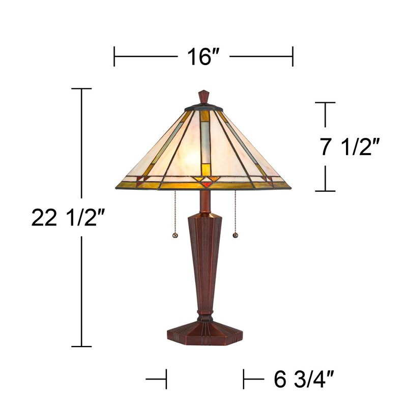 Robert Louis Tiffany Landford Traditional Mission Accent Table Lamp 22 1/2" High Bronze Stained Art Glass Shade for Bedroom Living Room Bedside Office, 4 of 9