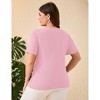 YESFASHION Women Plus Size V-Neck Button Blouse Short Sleeve Lightweight Casual Summer Tunic Top - 4 of 4