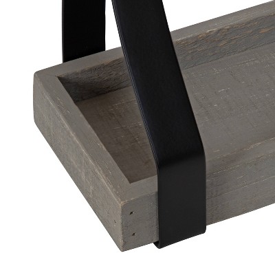 Gray Wood and Metal Wall Shelf Set with Black Brackets