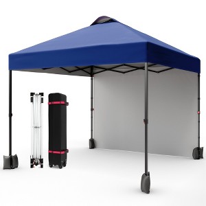 10x10 Pop Up Canopy Tent, Instant Portable Shelter with Wheeled Bag and Silver Coated Top, Adjustable Heights Gazebo with Sidewall, Outdoor Sun Shade - 1 of 4