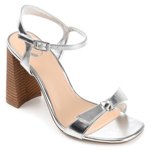 Journee Collection Womens Dianne Tru Comfort Foam Open Square Toe Stacked Heel Sandals Silver 9 - 1 of 4