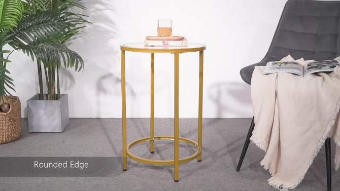 Yaheetech Round Accent Table with Glass Top and Metal Frame for Living Room, 2 of 13, play video