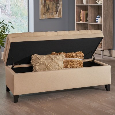 NicBex Polyester Storage Ottoman Bench,Upholstered Storage Ottoman with Button Tufted,Modern Storage Bench for Living Room,Bedroom