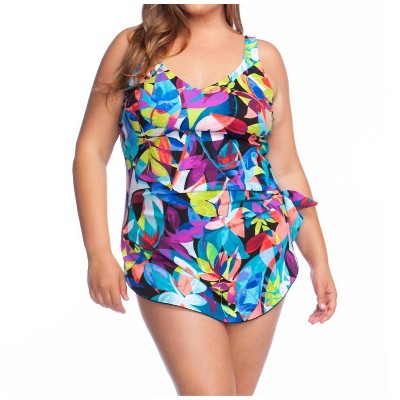 Women's Plus Size Tie Side Sarong One Piece Swimsuit - Maxine of Hollywood