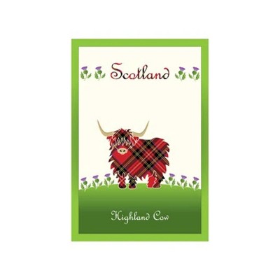 Slickblue Highland Cow Cotton Tea Towel – Scottish Thistle Design, 100% Cotton, Single or Set of 2, 26x18 Inches
