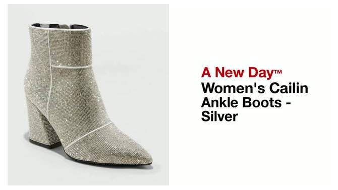 Women's Cailin Ankle Boots - A New Day™ Silver, 2 of 11, play video