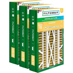 Filterbuy 14.5x27x5 Air Filter (3-Pack), Pleated MERV 11 Allergen Defense HVAC AC Furnace Filters for Trane, American Standard, Honeywell, & Accumul - 1 of 4