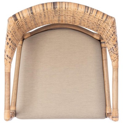 Carlo Transitional Rattan Arm Chair with Honey Mahogany Legs