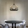ALOADECOR Modern Farmhouse Black Candelabra Chandelier Round Rustic Industrial Candle Pendant Lighting For Living Room and Dining Room - 2 of 4