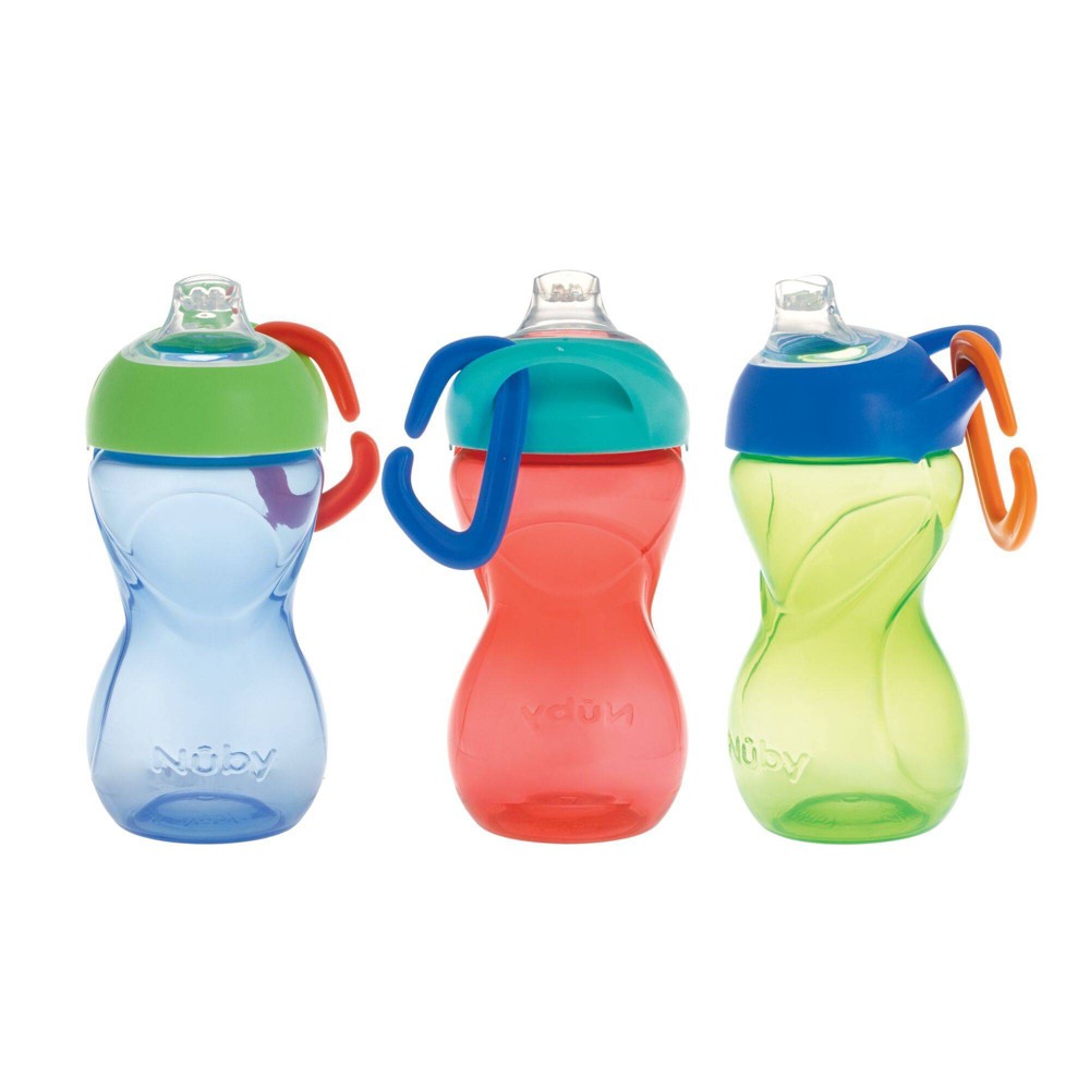 Photos - Glass Nuby 10 fl oz Clik-It Cup with Silicone Spout with Carabiner - Boy 