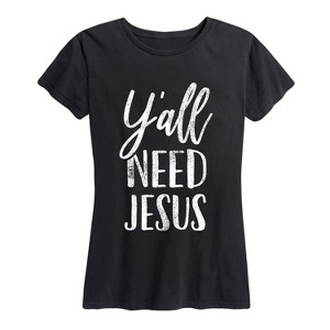 Women's - Instant Message - Y'all Need Jesus Short Sleeve Graphic T-Shirt - 1 of 4