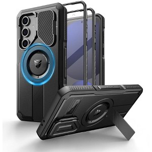Dexnor for Samsung Galaxy S24 FE Case with Camera Cover & Adjustable Kickstand & Built-in Screen Protector, Magnetic Cover,Army - 1 of 1