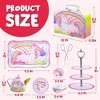 SYNCFUN 35Pcs Unicorn Tea Set for Little Girls, Pretend Tin Teapot Set, Princess Tea Time Play Kitchen Toy, Birthday Gifts Kids Toddlers Age 2 3 4 5 6 - 3 of 4