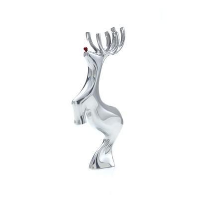 Nambe Red-Nosed Reindeer Figurine - Metal Alloy Holiday Collectible for Christmas Decor, Festive Accents for Holiday Mantel Figurines