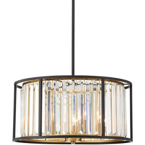 Possini Euro Design Milne Bronze Gold Drum Pendant Chandelier 20" Wide Modern Crystal 5-Light Fixture for Dining Room House Kitchen Island Entryway - 1 of 4