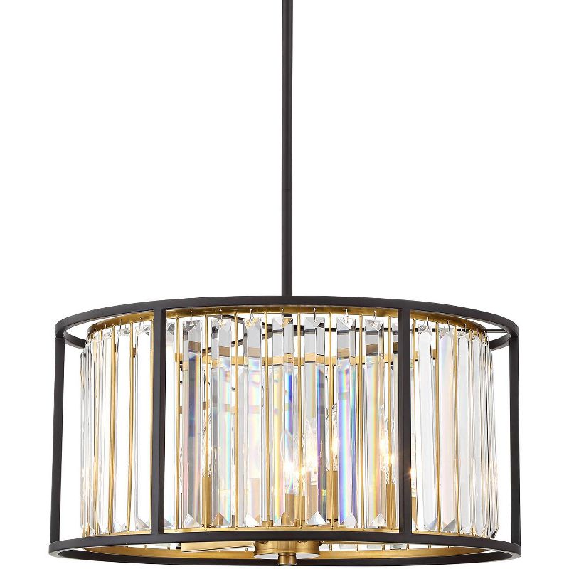 Possini Euro Design Milne Bronze Gold Drum Pendant Chandelier 20" Wide Modern Crystal 5-Light Fixture for Dining Room House Kitchen Island Entryway, 1 of 12