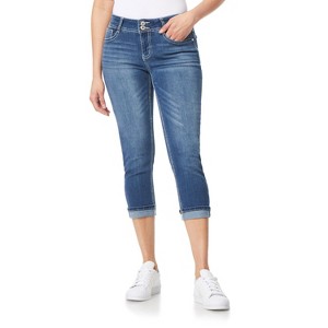 WallFlower Women's Luscious Curvy 23.5" Crop Mid-Rise Bling Insta Stretch Juniors (Available in Plus Size) - 1 of 4