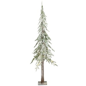 Northlight Pre-Lit Alpine Flocked Artificial Christmas Tree - 6' - Clear LED Lights - 1 of 4