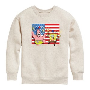 Boys' - SpongeBob SquarePants - Patrick Sparkers Flag Graphic Long Sleeve Fleece Sweatshirt - 1 of 4