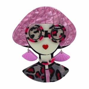 Wrapables Acrylic Fashion Brooch Pin for Sweaters, Coats, Scarves, and Bags, Quirky Pink - 1 of 4