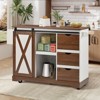 Bella Depot 55.5" Farmhouse Kitchen Island with Drop Leaf, Rolling Kitchen Cart on Wheels with Barn Door, Power Outlet, Spice Rack - 2 of 4