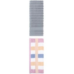 REGALWOVEN Pure Cotton Striped Decorative Hand Towel for Bathroom 14" x 30"/13" x 29" 2 Pcs - 1 of 4