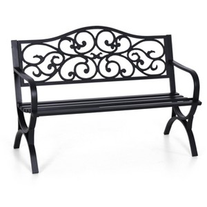 Captiva Designs Two Seat Cast Steel Garden Bench - Choose Between Apple Back or Butterfly Back Designs - 1 of 4