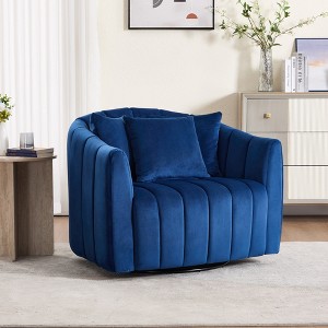 Hrinhom 40.4"W Oversized 360° Swivel Accent Barrel Chair,Upholstered Half Cozy Sofa with 3 Pillows - 1 of 4