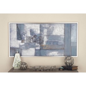Canvas Abstract Framed Wall Art with Silver Frame Gray - Olivia & May - 1 of 4