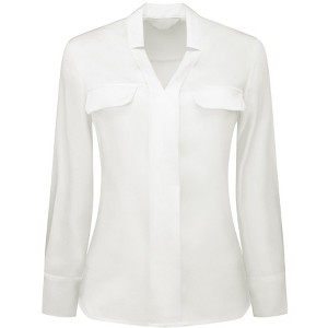 Hobemty Women's V Neck Long Sleeve Faux Flap Pocket Work Office Blouse - 1 of 4