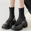 Anna-Kaci 3 Pairs Women's Ruffle Trim Crew Socks Soft Cotton Knit Lightweight Ribbed Texture with Scalloped Edge for Everyday Wear - 2 of 3