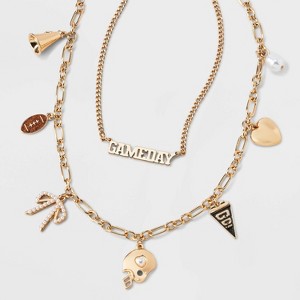 Game Day Charm Necklace Set 2pc - Wild Fable™ Gold - 1 of 3